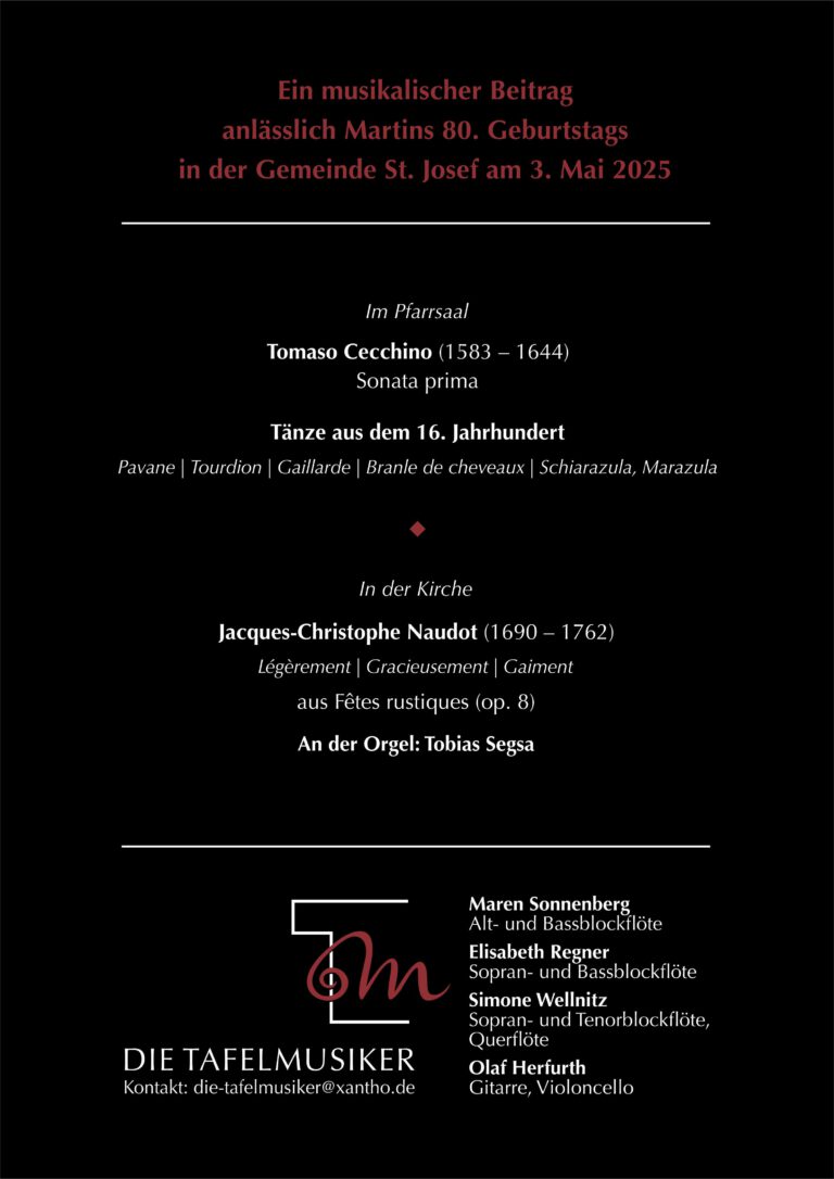 Mehr über den Artikel erfahren St. Josef 2025:  Konzert-Beitrag der TAFELMUSIKER